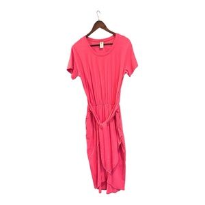 Smash + Tess Pink Casual Midi Dress with Asymmetrical Hem